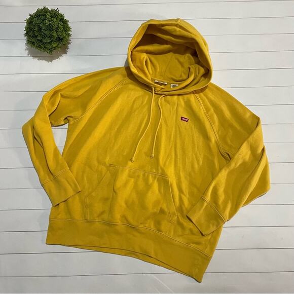 Levi’s Yellow Line Pullover Sweatshirt Hoodie Women’s Size Medium - Picture 1 of 9